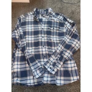 Patagonia Fjord Flannel Shirt Mens large  Organic Cotton Blue Plaid